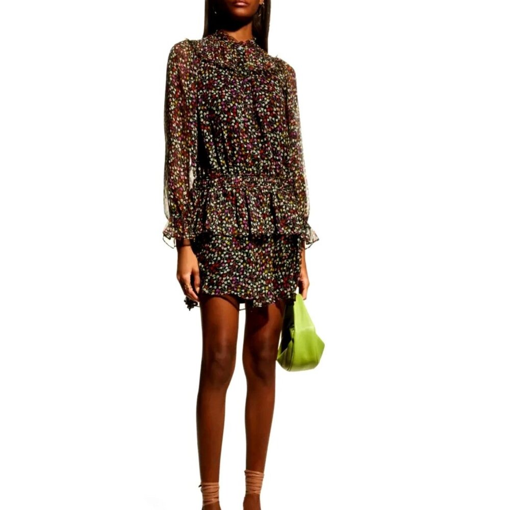 Joie "ELSVERRE" Ruffled Mini Silk Dress